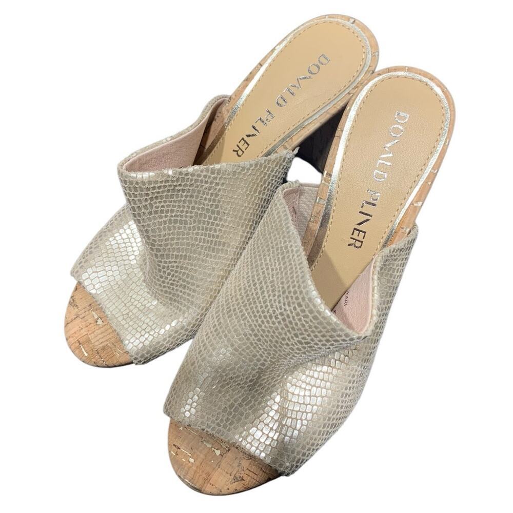 Donald Pliner Sukari-PM Slide Sandal Pebble Metalic‎ Platino HEEL